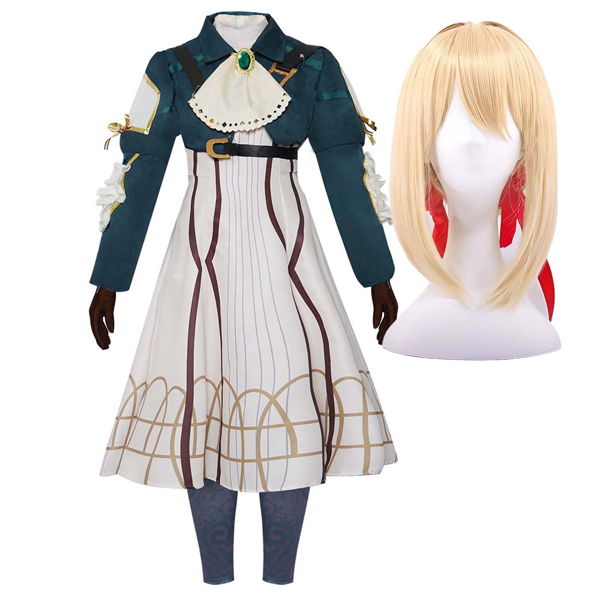 Violet Evergarden Dress - ハロウィンパーティーアニメヴァイオレットエヴァーガーデンコスプレ衣装または女性用ウィッグ