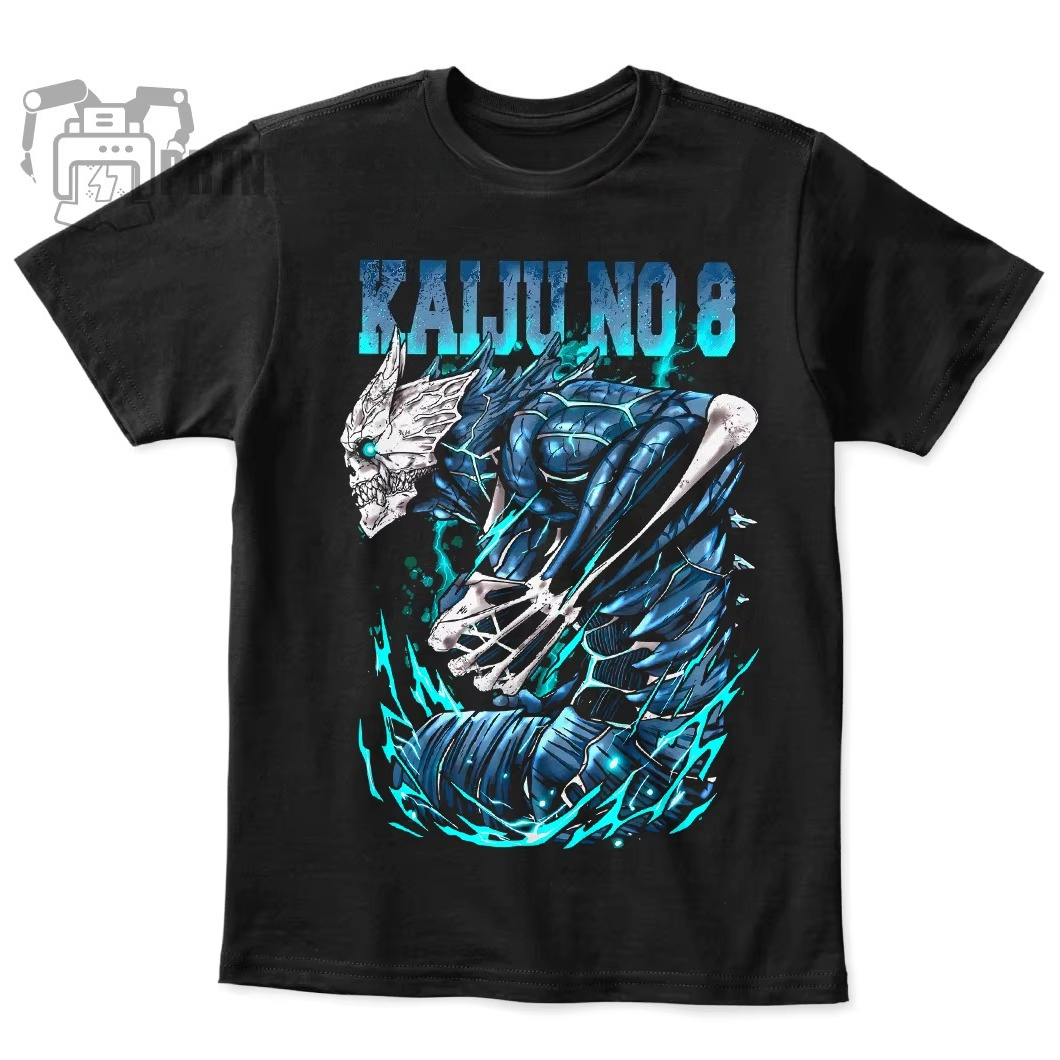 Anime Cosplay Title - 2026年夏 カイジュ8号 Tシャツ カフカ・ヒビノ モンスターフォーム シアン・ライトニング・グラデーション