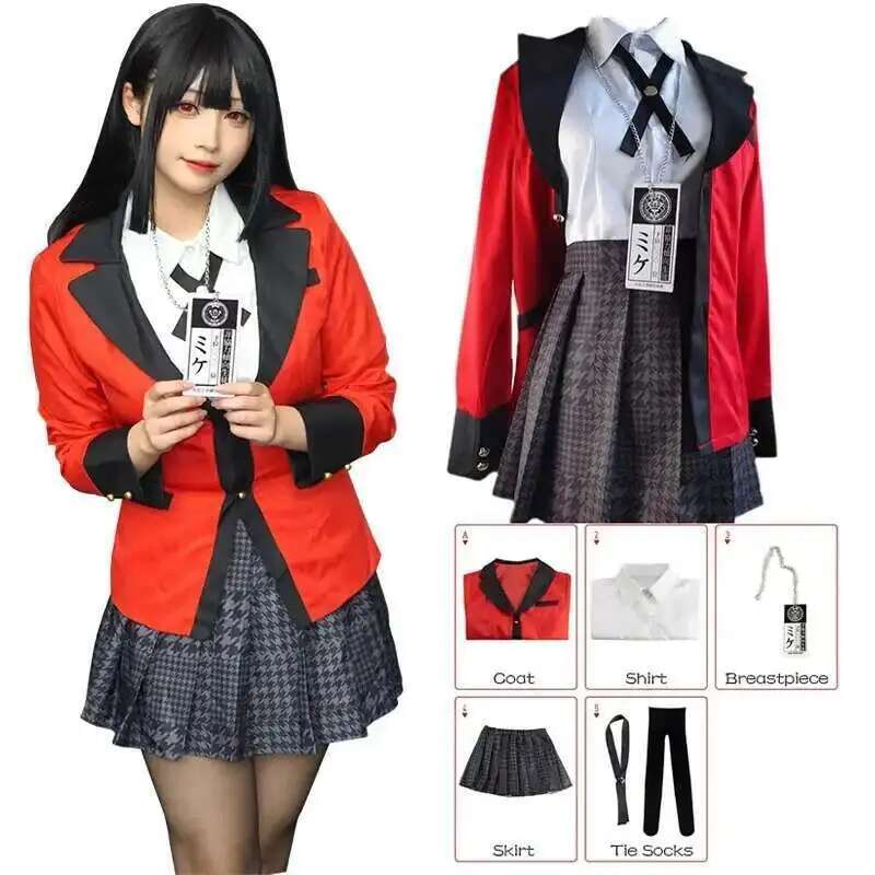 Anime Cosplay Ninja - アニメ賭ケグルイ Jabami 夢子コスプレ衣装ハロウィンさやか強迫ギャンブラー日本の女子高生 JK 制服ハロウィン