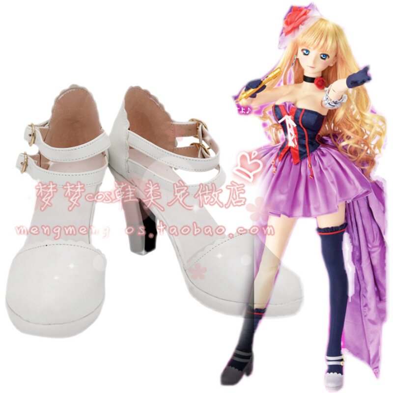 Anime Cosplay Nome - マクロスフロンティア シェリル・ノーム コスプレ靴 ギャラクティックフェアリー ホワイト ハイヒール