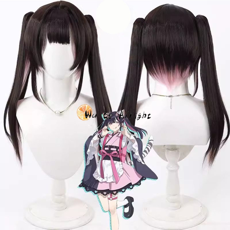 Anime Cosplay Girl With Black Hair - 宇宙姫かぐやノイ小松沢アニメコスプレウィッグロングブラックポニーテール耐熱ファイバーヘアハロウィンパーティー女性女の子