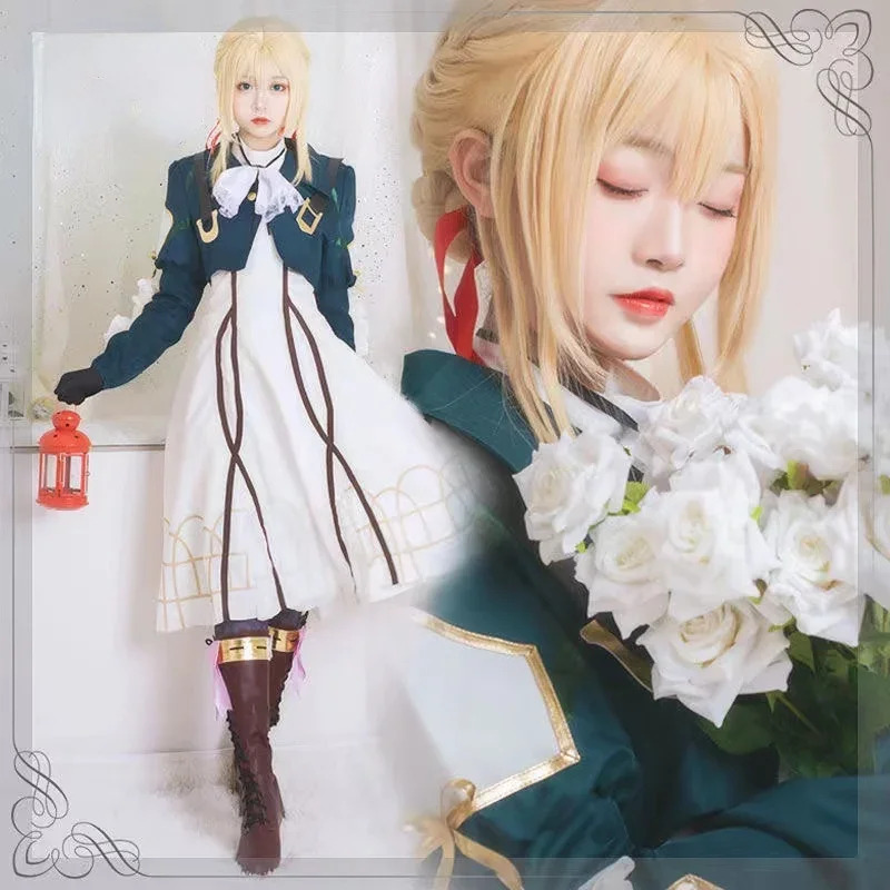 Violet Evergarden Dress - 2026 アニメバイオレットエヴァーガーデンコスプレドレス Vestido ハロウィン衣装女性のためのスーツウィッグパーティー制服ロリータ服