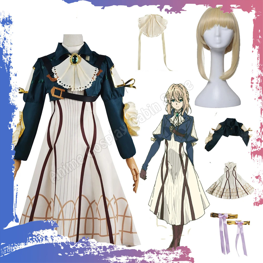 Violet Evergarden Dress - アニメヴァイオレットエヴァーガーデンコスプレ衣装ウィッグヴァイオレットエヴァーガーデンコスプレプリンセスメイドドレス衣装女性用ハロウィンコスチューム