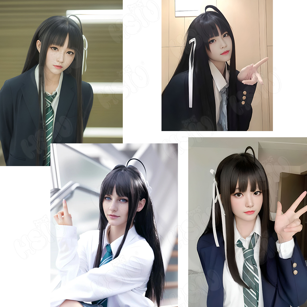 阿波スバル コスプレウィッグ HSIU 80CM ブラックロ - Anime Cosplay Girl With Black Hair のレビューと価格