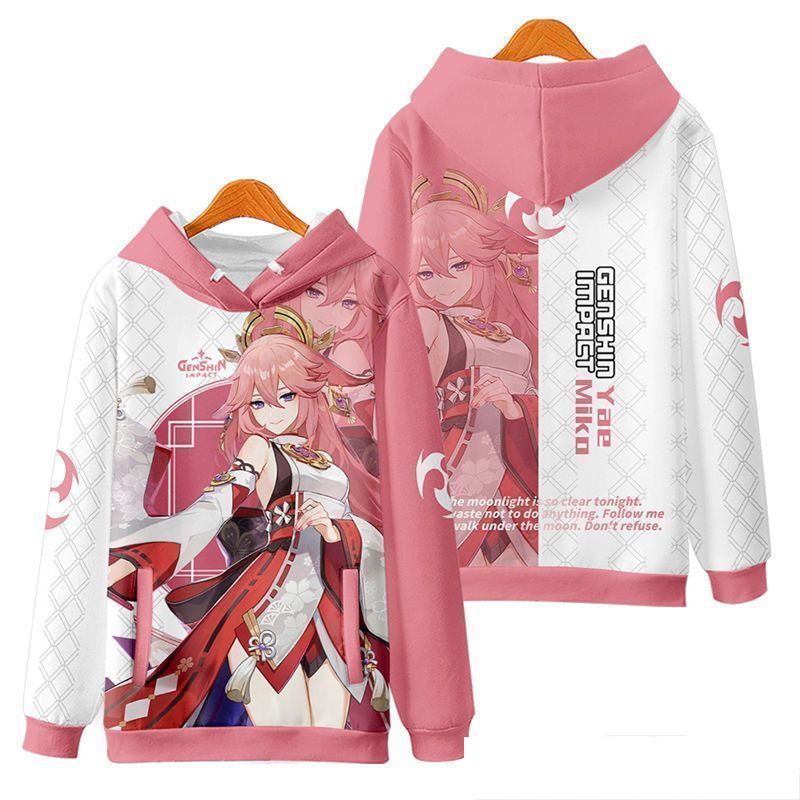 新しいゲーム原神インパクト八重巫女コスプレパーカー 3D プ - Cosplay Anime Yae Miko のレビューと価格