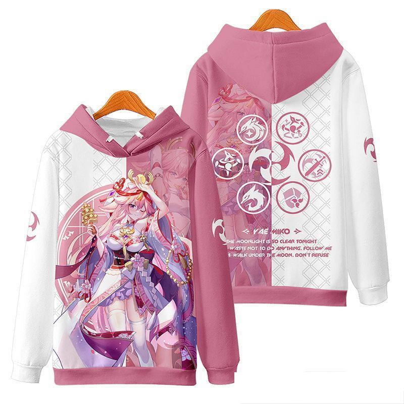 新しいゲーム原神インパクト八重巫女コスプレパーカー 3D プ - Cosplay Anime Yae Miko のレビューと価格