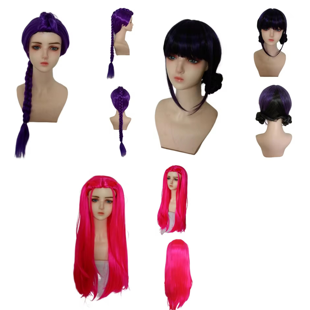アニメロングパープル編み込みヘアエクステンションポニーテール - Anime Cosplay Girl With Black Hair のレビューと価格