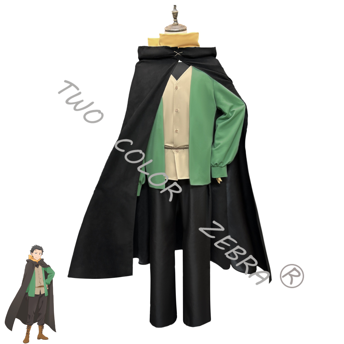 夏樹スバル コスプレ衣装 黒いマント 緑のシャツ パンツセッ - Anime Cosplay Re Zero のレビューと価格