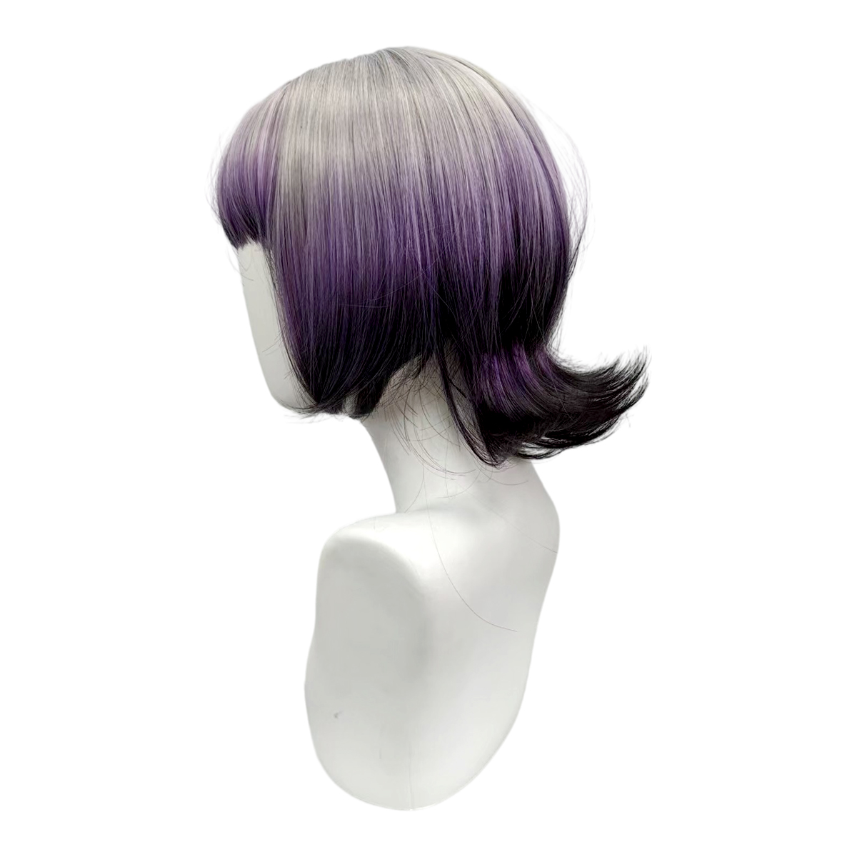 グレーパープルブラックのオンブレボブウィッグ、合成毛、フラッ - Anime Cosplay Girl With Black Hair のレビューと価格