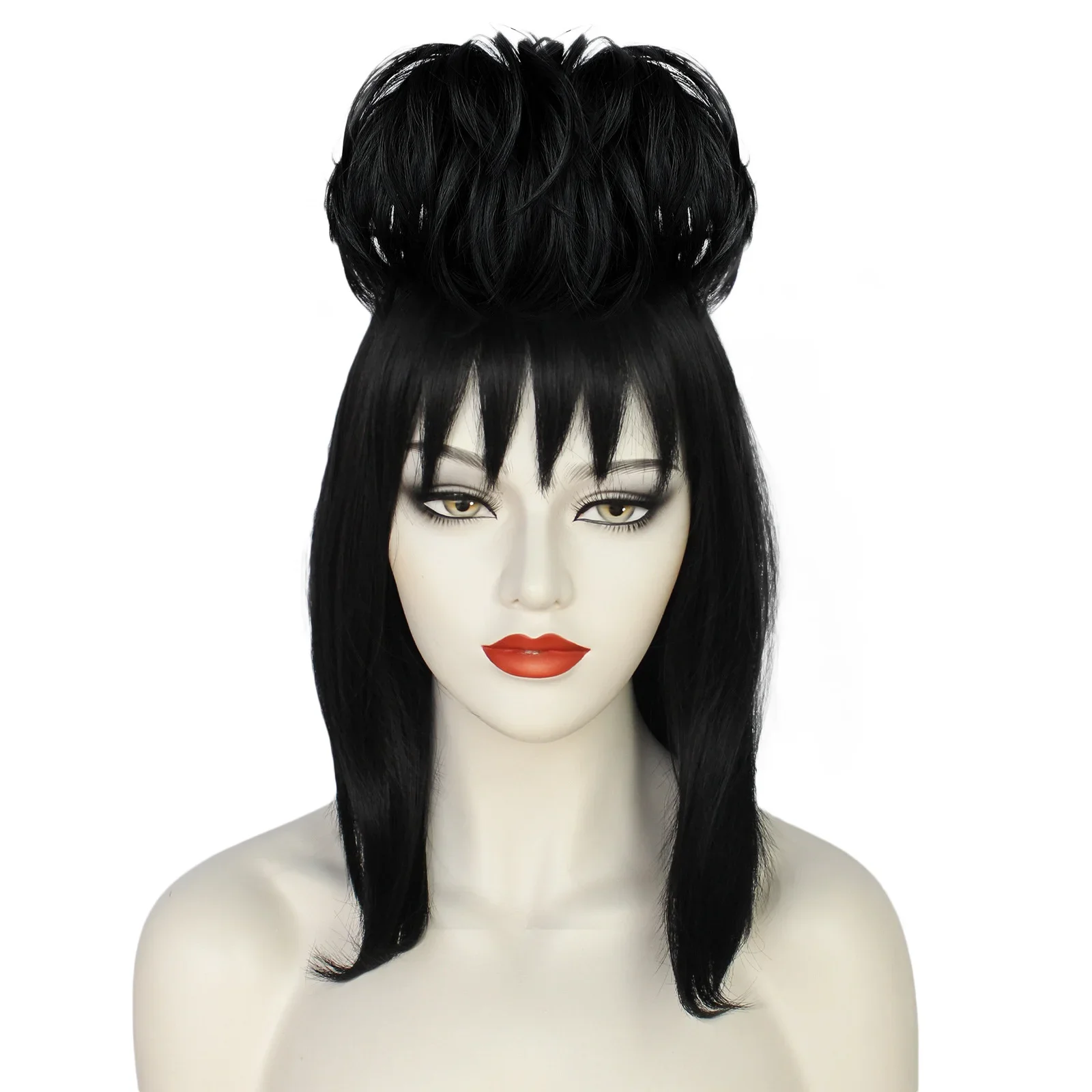 Lydia deetz-女性用コスプレウィッグ,黒の人工毛, - Anime Cosplay Girl With Black Hair のレビューと価格