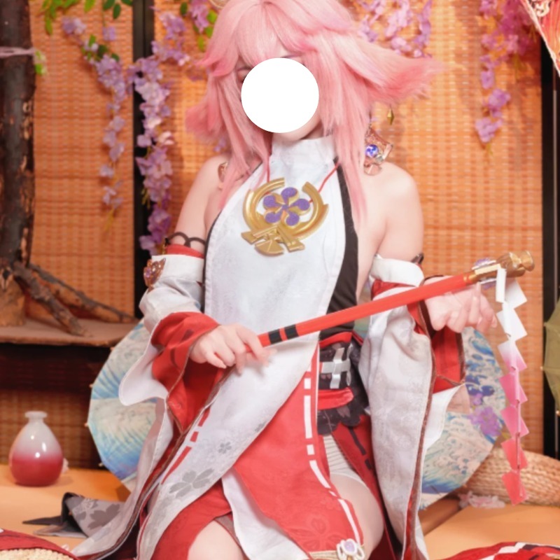 八重巫女原神インパクトコスプレ衣装神殿少女衣装ピンク着物キツ - Cosplay Anime Yae Miko のレビューと価格