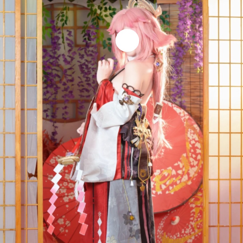 八重巫女原神インパクトコスプレ衣装神殿少女衣装ピンク着物キツ - Cosplay Anime Yae Miko のレビューと価格